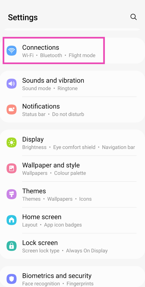Step 1: Go to Settings and select ‘Connections’.