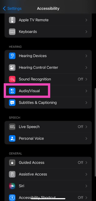 Step 2: Select Audio/Visual. 10 Easy Ways to Fix WhatsApp Call Not Ringing When iPhone is locked