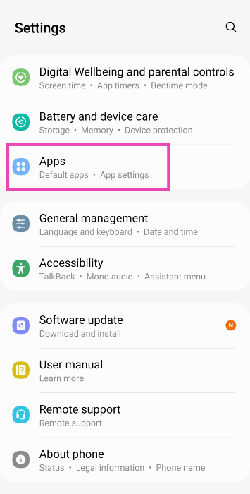 Step 1: Go to Settings and select Apps.