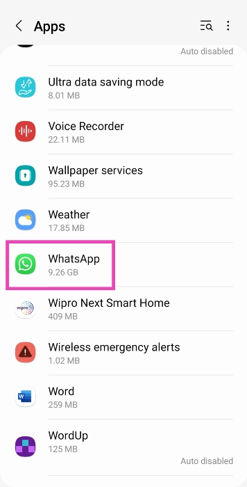 Step 2: Select WhatsApp.