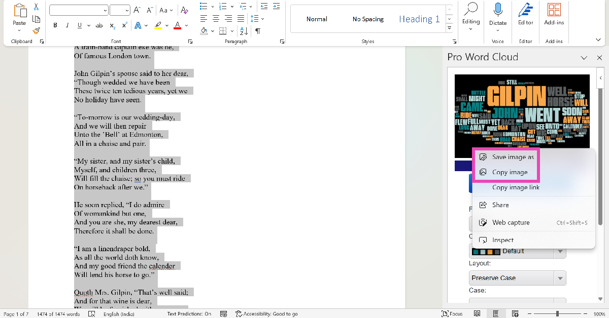 Step 9: Right-click the image to copy it to the clipboard. You can now paste it into the document. You can also choose to save the image to your PC.