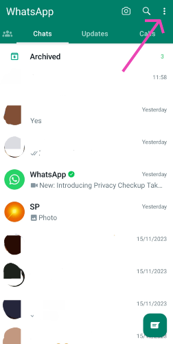 Step 2: Hit the ellipses at the top right corner of the screen. How to share your WhatsApp Status on Instagram?