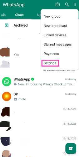 Step 3: Go to Settings. How to share your WhatsApp Status on Instagram?