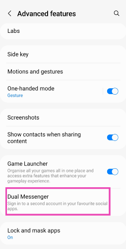 Step 2: Scroll down and select Dual Messenger.
