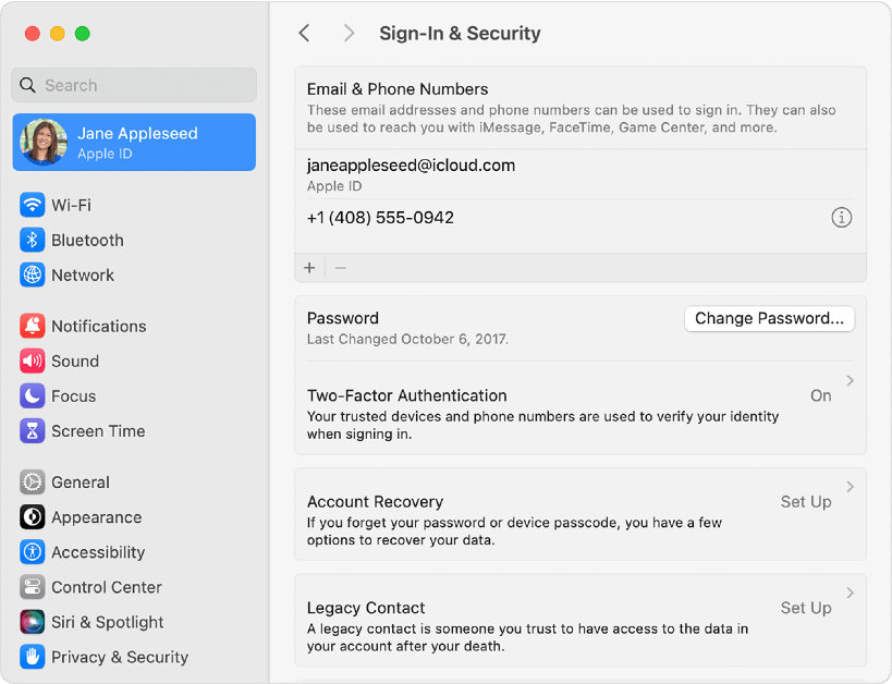 In macOS Ventura or later, go to Apple menu>System settings, click on your name, and then click on Sign-in and Security. You will find your Apple ID under ‘Emails & Phone Numbers’.