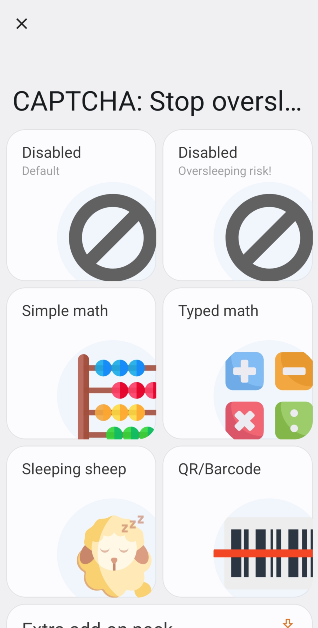 Step 9: Tap on Captcha if you want Sleep as Android to make you solve a puzzle to turn off the alarm. 