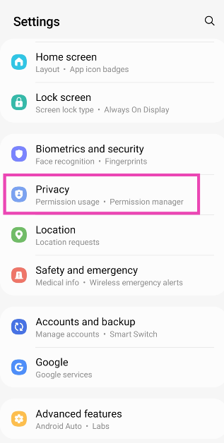 Step 1: Go to Settings and select Privacy.