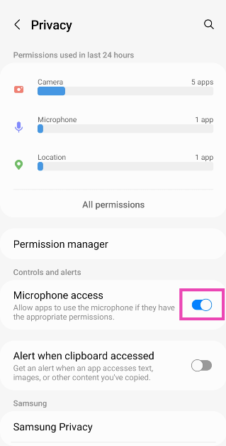 Step 2: Scroll down and turn on the toggle switch for Microphone access. Mic Not Working On Your Android Phone? Here are the 11 quick fixes