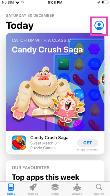 Step 2: Tap the profile icon at the top right corner of the screen.