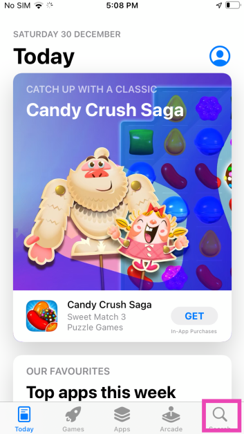 Step 2: Tap the Search tab at the bottom right corner of the screen.