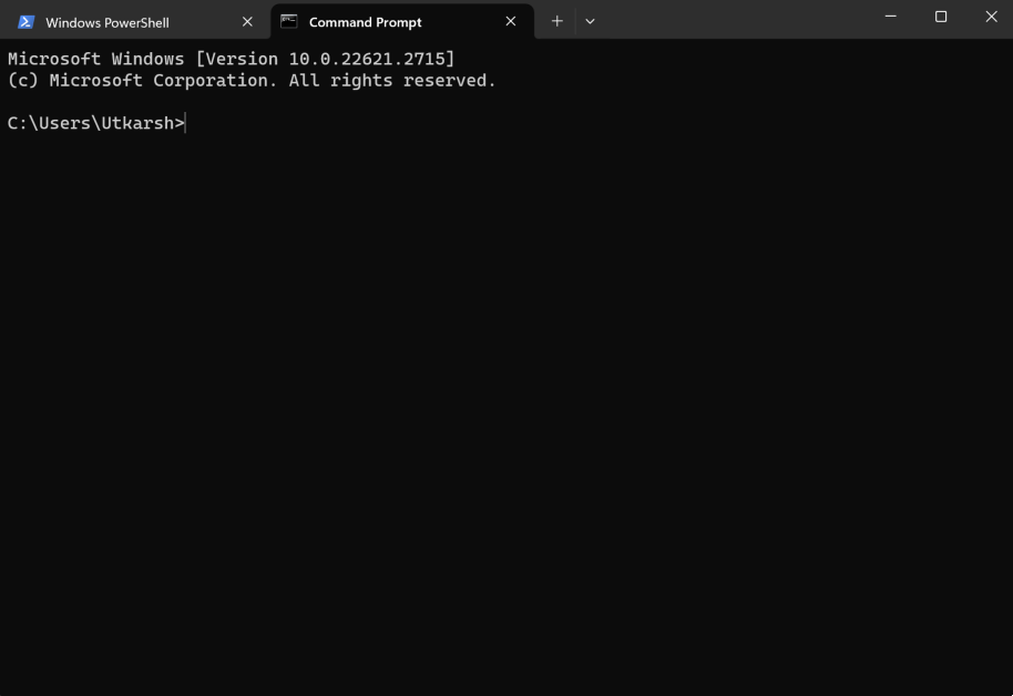 Step 4: Press Ctrl + Shift + 2 to open Command Prompt.
