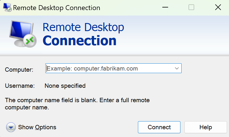 Step 4: Launch Remote Desktop Connection on your local Windows PC.