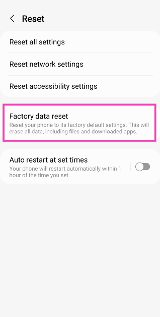 Step 3: Select Factory data reset. 