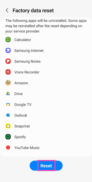 Step 4: Scroll down and tap on Reset. 