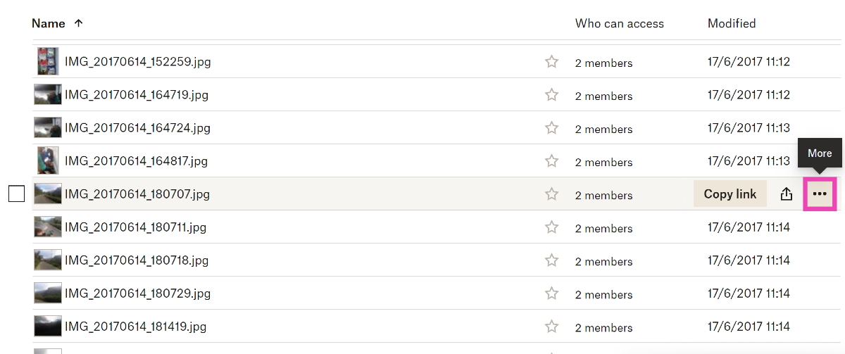 Step 2: Click on the ellipses next to a file.