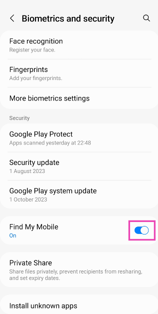 Step 2: Scroll down and turn on the toggle switch for Find My Mobile. Can a mobile phone be tracked when switched off? Is it possible?