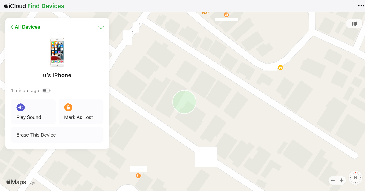 Step 4: Your iPhone’s location will be marked on the map. If your iPhone is switched off, you will be able to view its last recorded location.