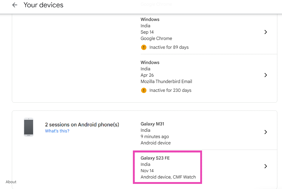 Step 5: Scroll down and select the Android phone.