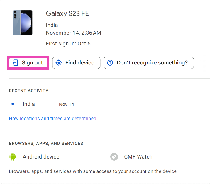 Step 6: Click on Sign Out.