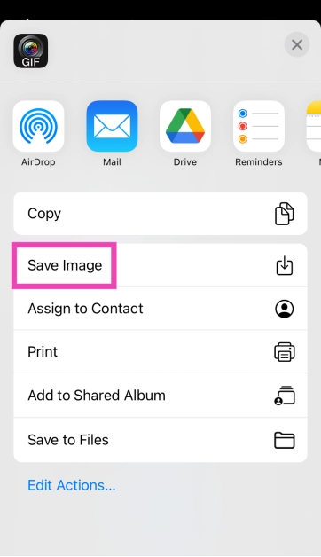 Step 6: Tap the blue icon at the bottom of the screen and select Save Image. 6 Easy Ways to Create a GIF From Any YouTube Video