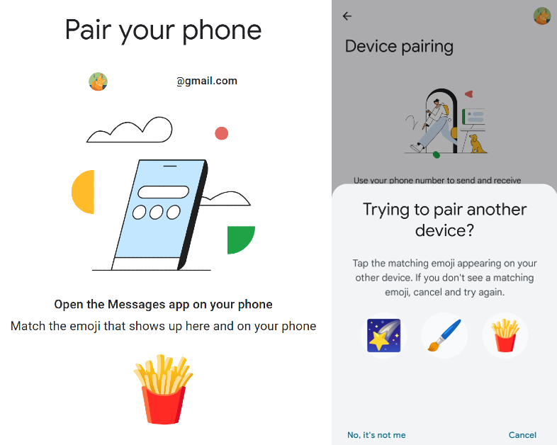 Step 5: Open the Messages app on your phone again and match the emojis on the two devices.
