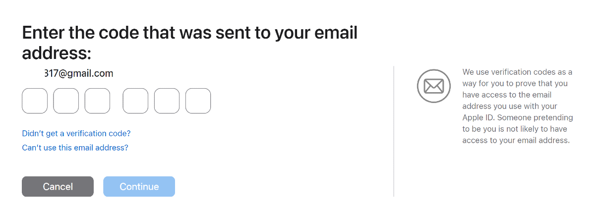 Step 9: Enter the code that was sent to your email address.