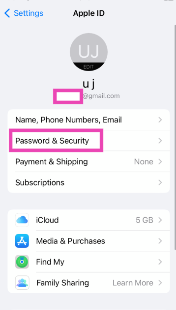 Step 3: Hit Password & Security.