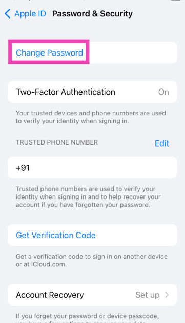 Step 4: Select Change Password.