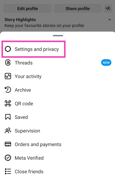 Step 3: Select Settings and privacy.