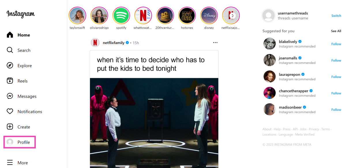 Step 2: Click on the Profile option in the side menu.