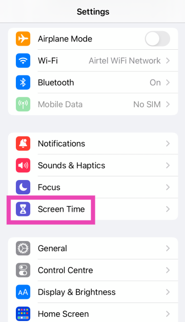 Step 1: Go to Settings and select Screen Time.