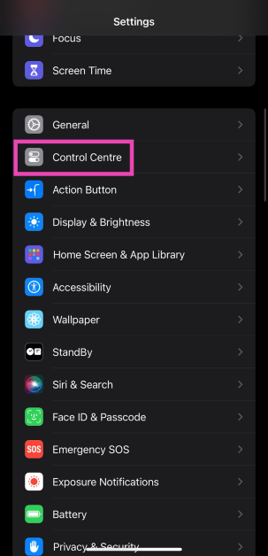 Step 1: Go to Settings and select Control Center. iPhone Battery Icon Yellow? Here are the best ways to fix it turn off low power mode iphone
