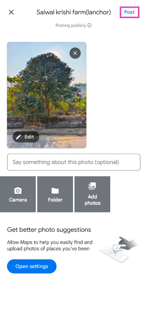 Step 6: Hit the Post option at the top right corner of the screen.