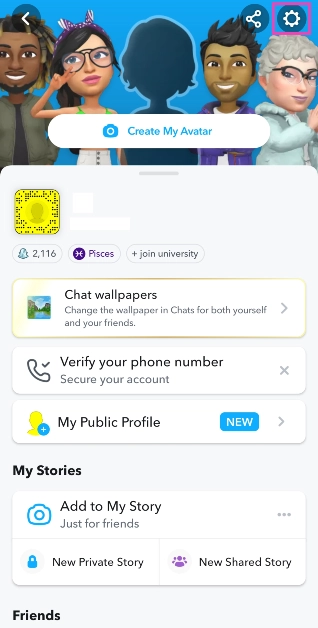 Step 2: Hit the gear icon at the top right corner of the screen to access Settings.