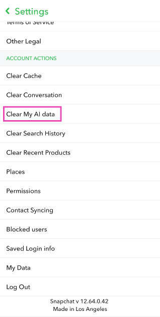 Step 3: Scroll down and select Clear My AI Data.