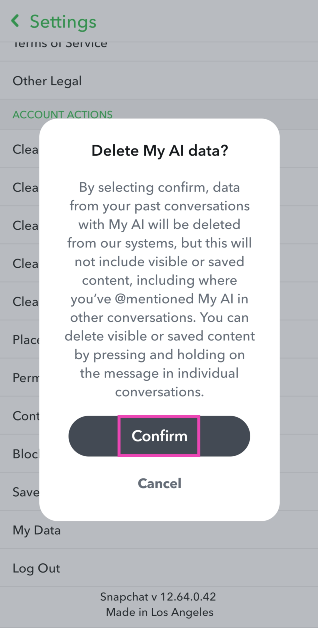 Step 4: Confirm your selection in the popup box.