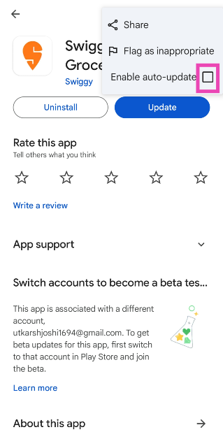 Step 4: Tap the checkbox for Enable auto-update.
