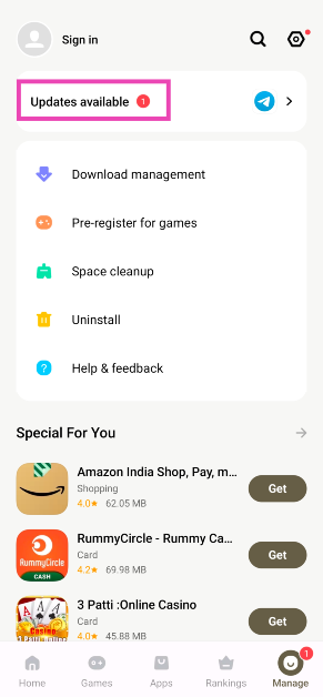 Step 3: Tap on Updates available.