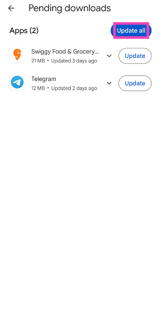 Step 5: Hit Update all.