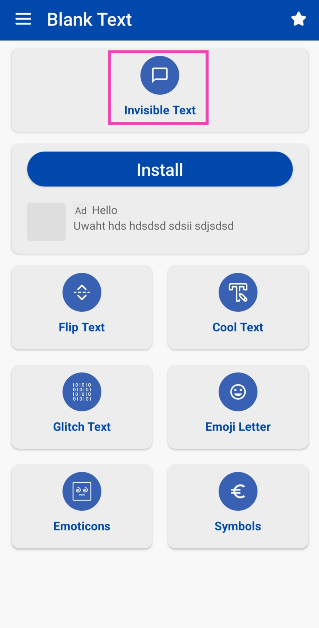 Step 3: Tap on Invisible Text.