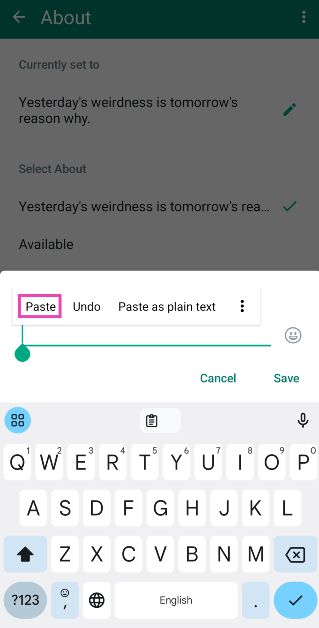 Step 6: Paste the blank character and hit Save.