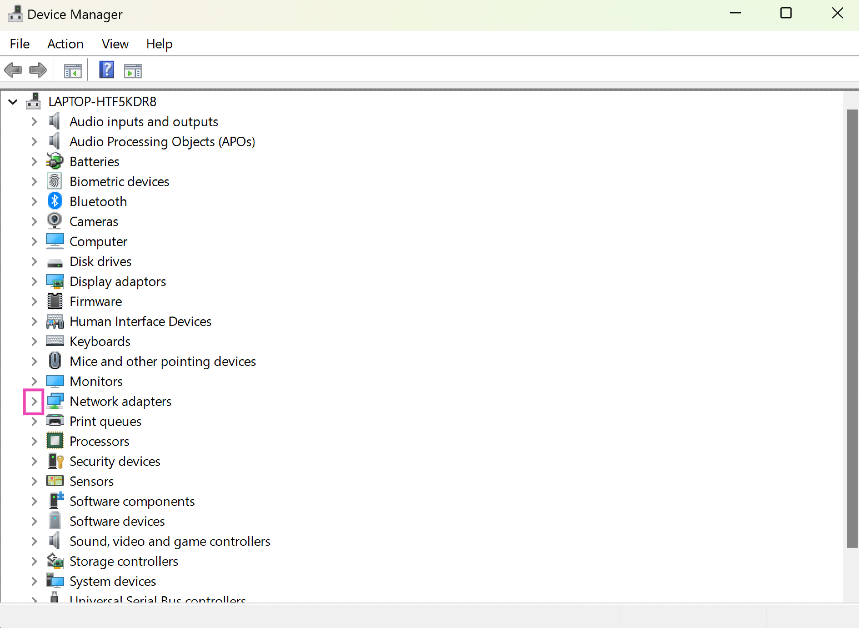 Step 2: Hit the arrow next to Network adapters.