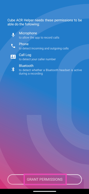Step 4: Give the Cube ACR Helper app the necessary permissions. This includes Accessibility services.