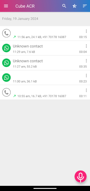 Step 6: The recording will automatically cut off once the call is ended. Go to the Cube ACR app to view it.