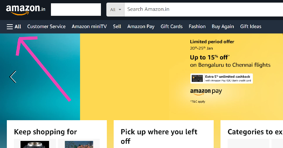Step 2: Click on the All option at the top right corner of the screen.