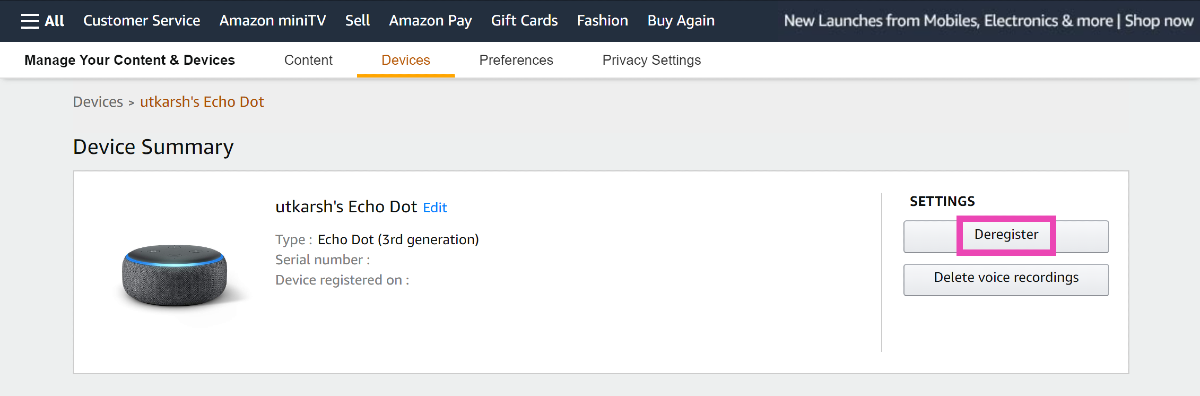 Step 7: Click on Deregister.