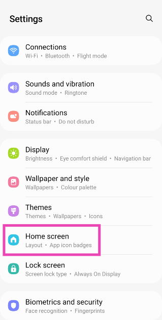 Step 1: Go to Settings and select Home screen.