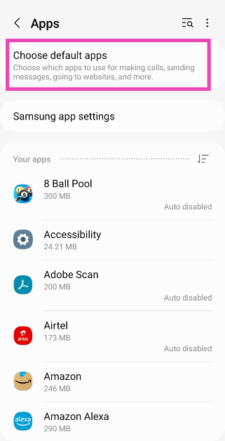 Step 2: Tap on Choose default apps. 9 Easy Methods to Fix Missing App Icons on Android Phones