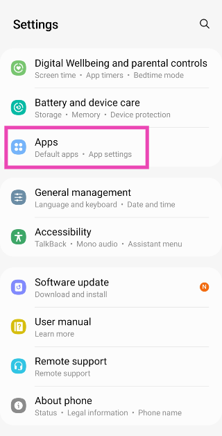 Step 1: Go to Settings and select Apps.