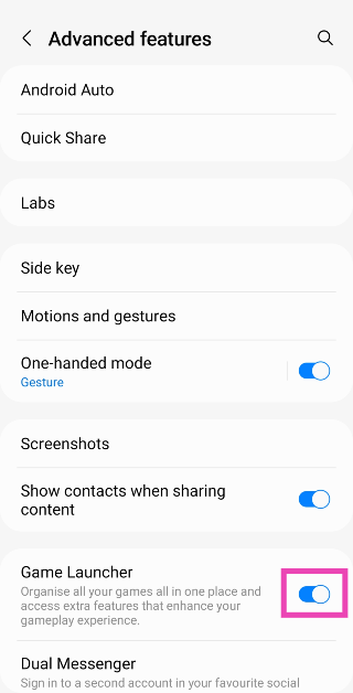 Step 2: Turn off the toggle switch for Game Launcher. 9 Easy Methods to Fix Missing App Icons on Android Phones